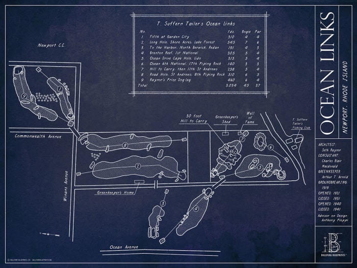 Seth Raynor's routing for the Ocean Links Golf Course.